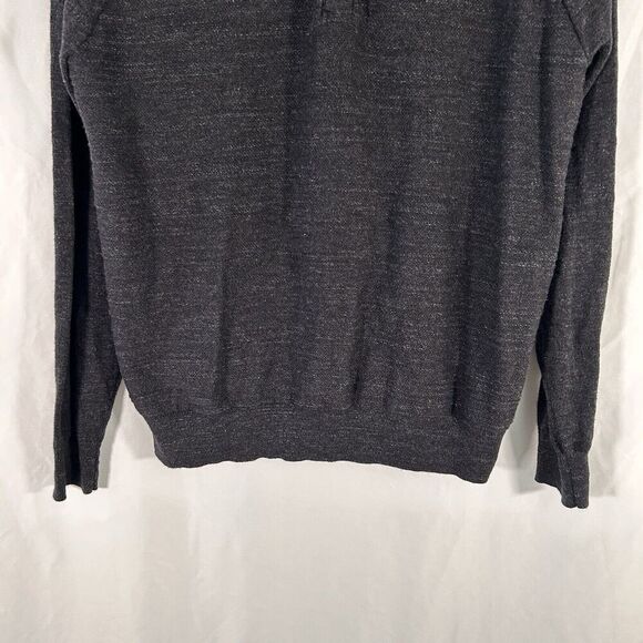 J. Crew Sweater Men's Medium Black 1/4 Button Long Sleeve 100% Cotton Pullover - Picture 3 of 6